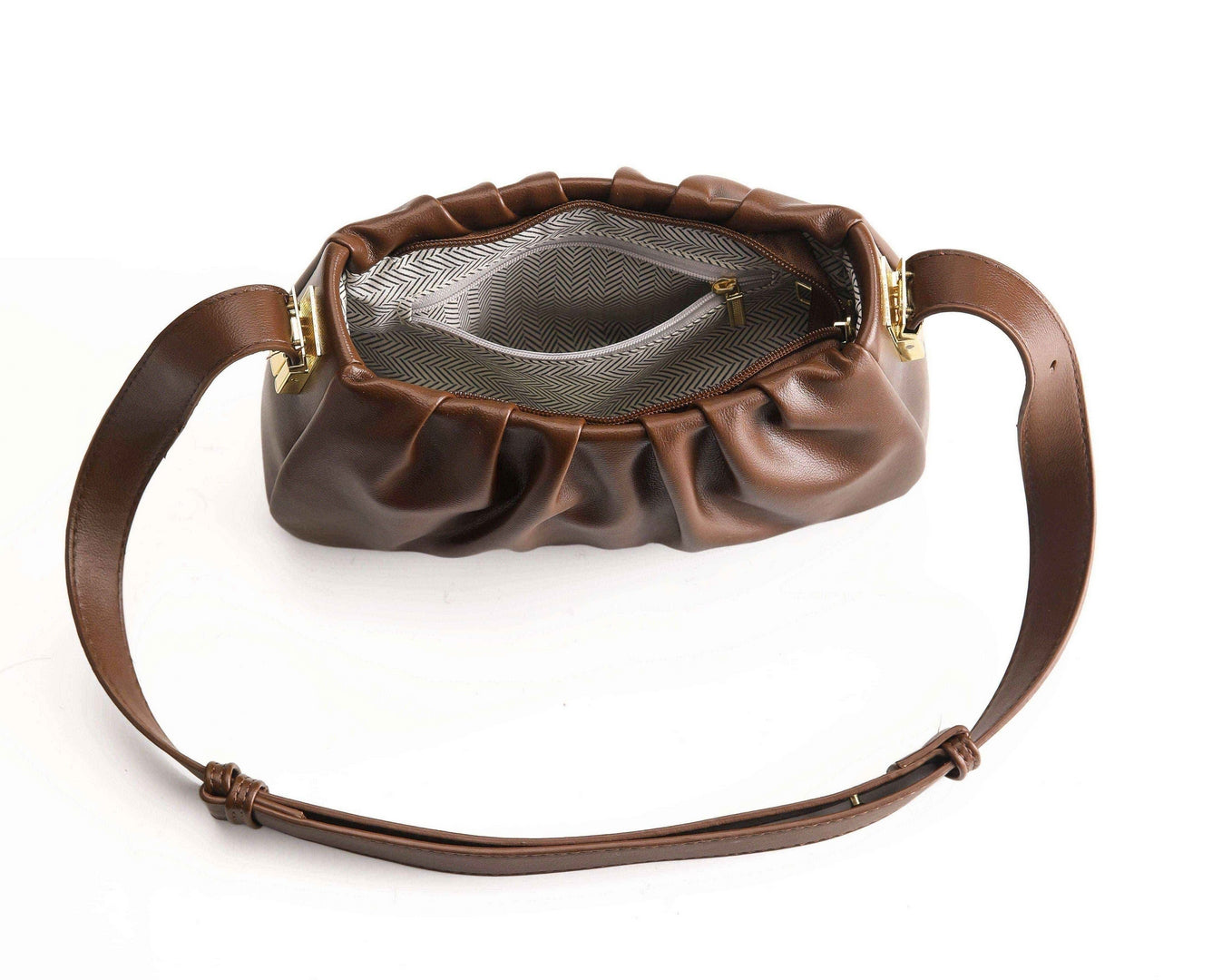 Soft Pleated Shoulder Bag – Chocolate Brown Edition