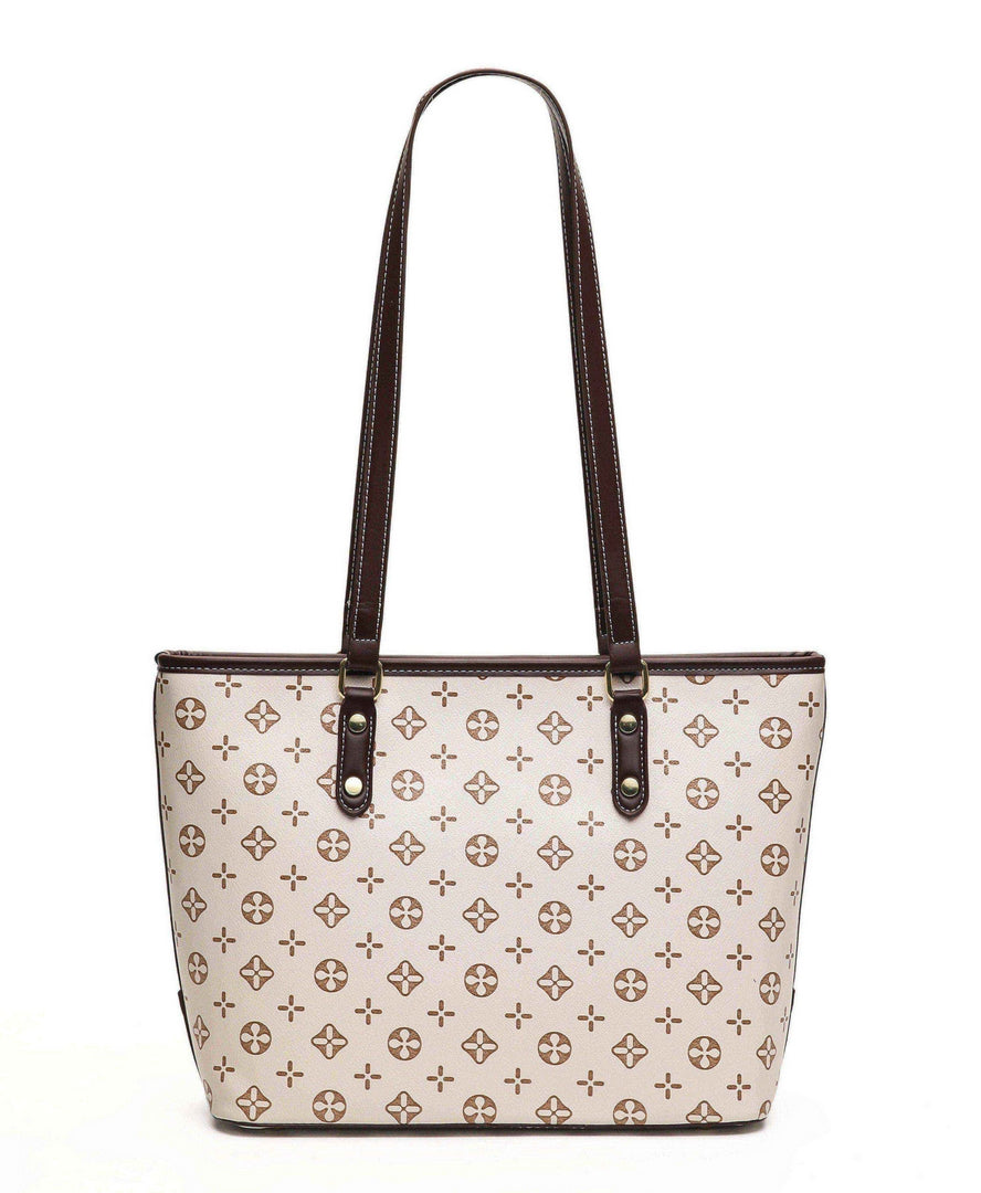 Classic Monogram Tote Bag – Beige & Brown Edition