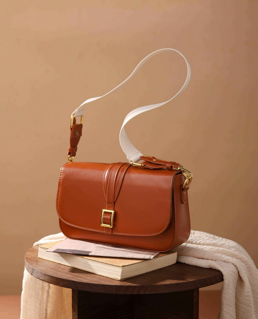 Classic Buckle Crossbody Bag – Tan Brown Edition