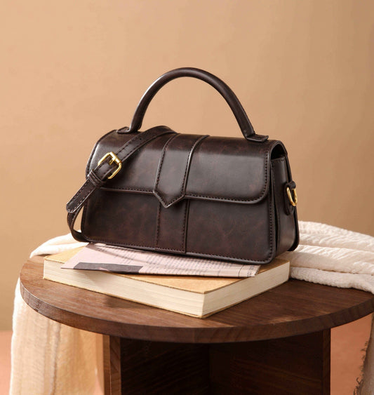 Vintage Top Handle Satchel – Espresso Brown Edition