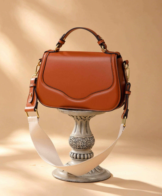 Elegant Top Handle Crossbody Bag – Tan Brown Edition