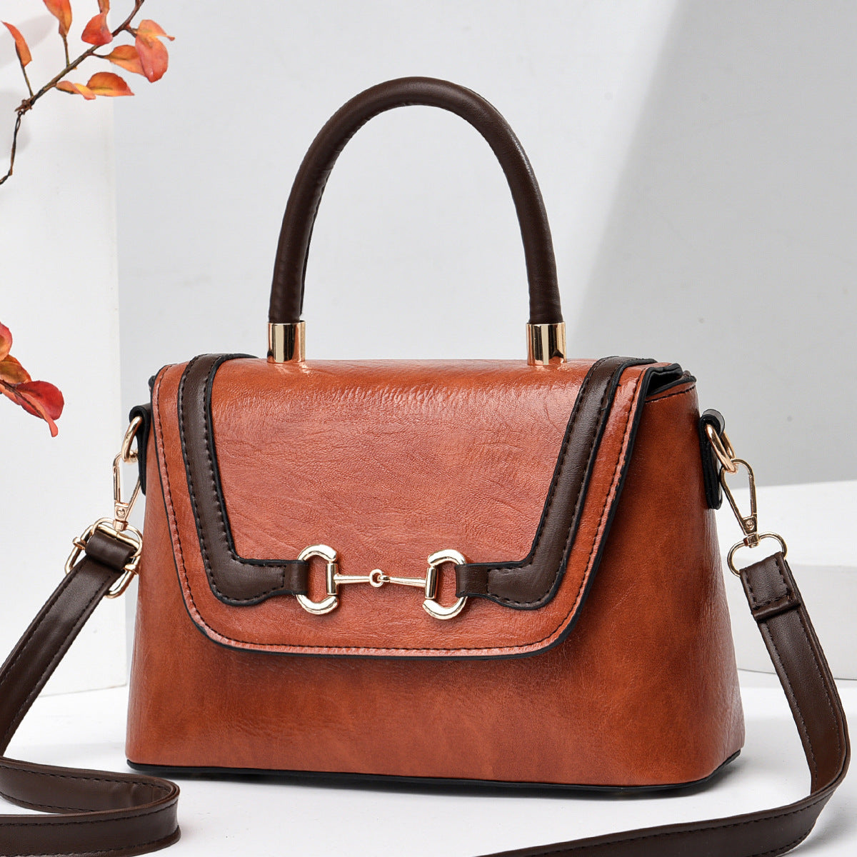 The Equestrian Heritage Satchel in Russet & Espresso
