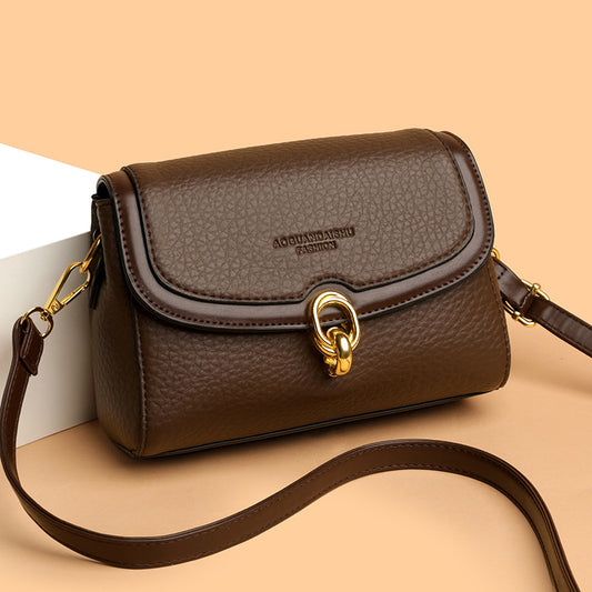 Classic Lock Leather Shoulder Bag