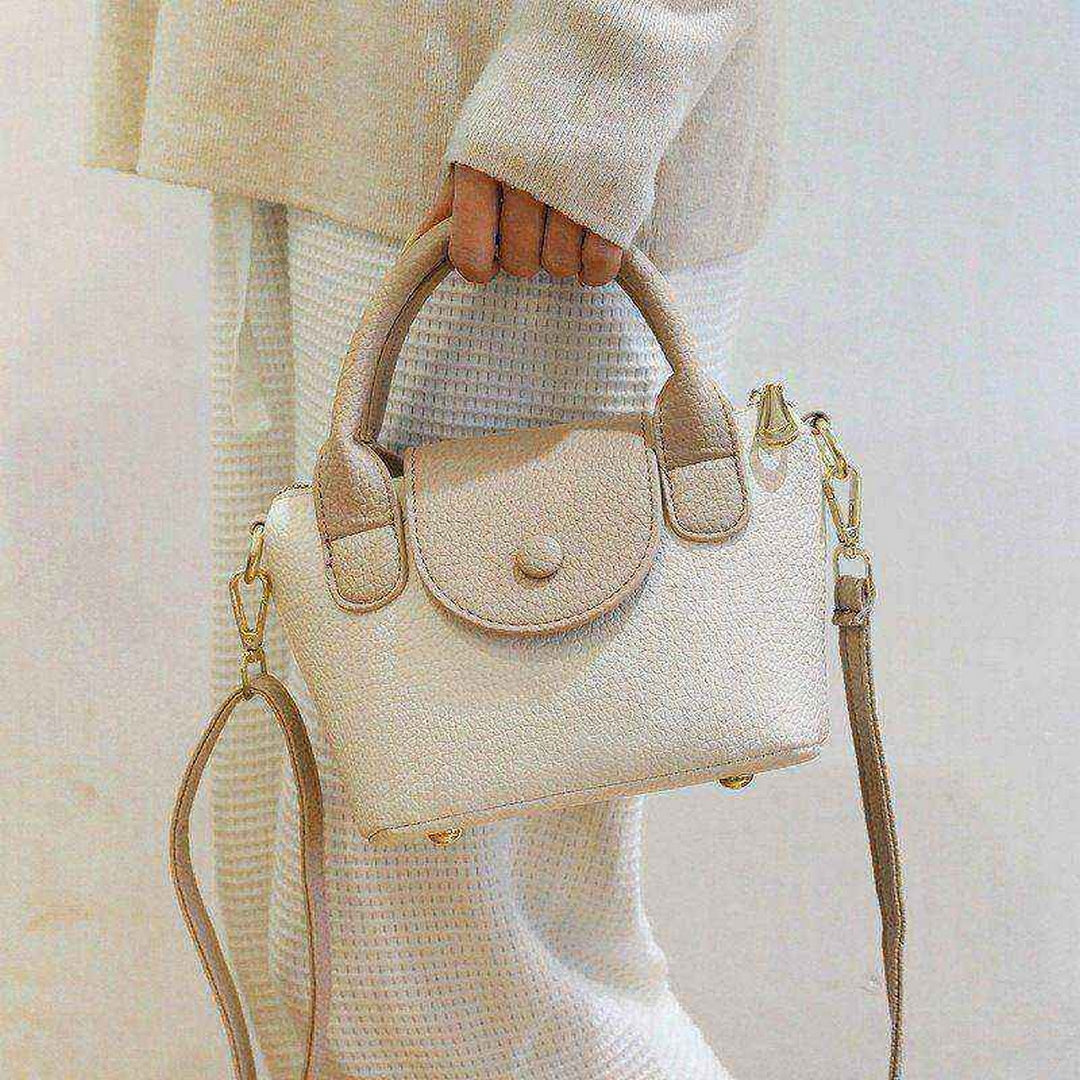Mini Top Handle Crossbody Bag – Beige & Cream Edition