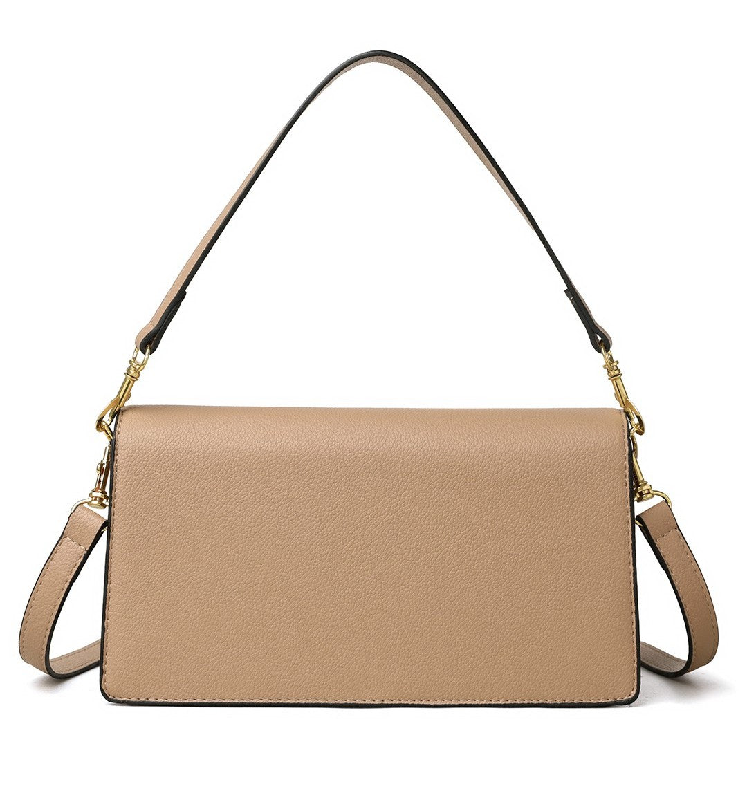 Elegant Buckle Shoulder Bag – Beige Edition