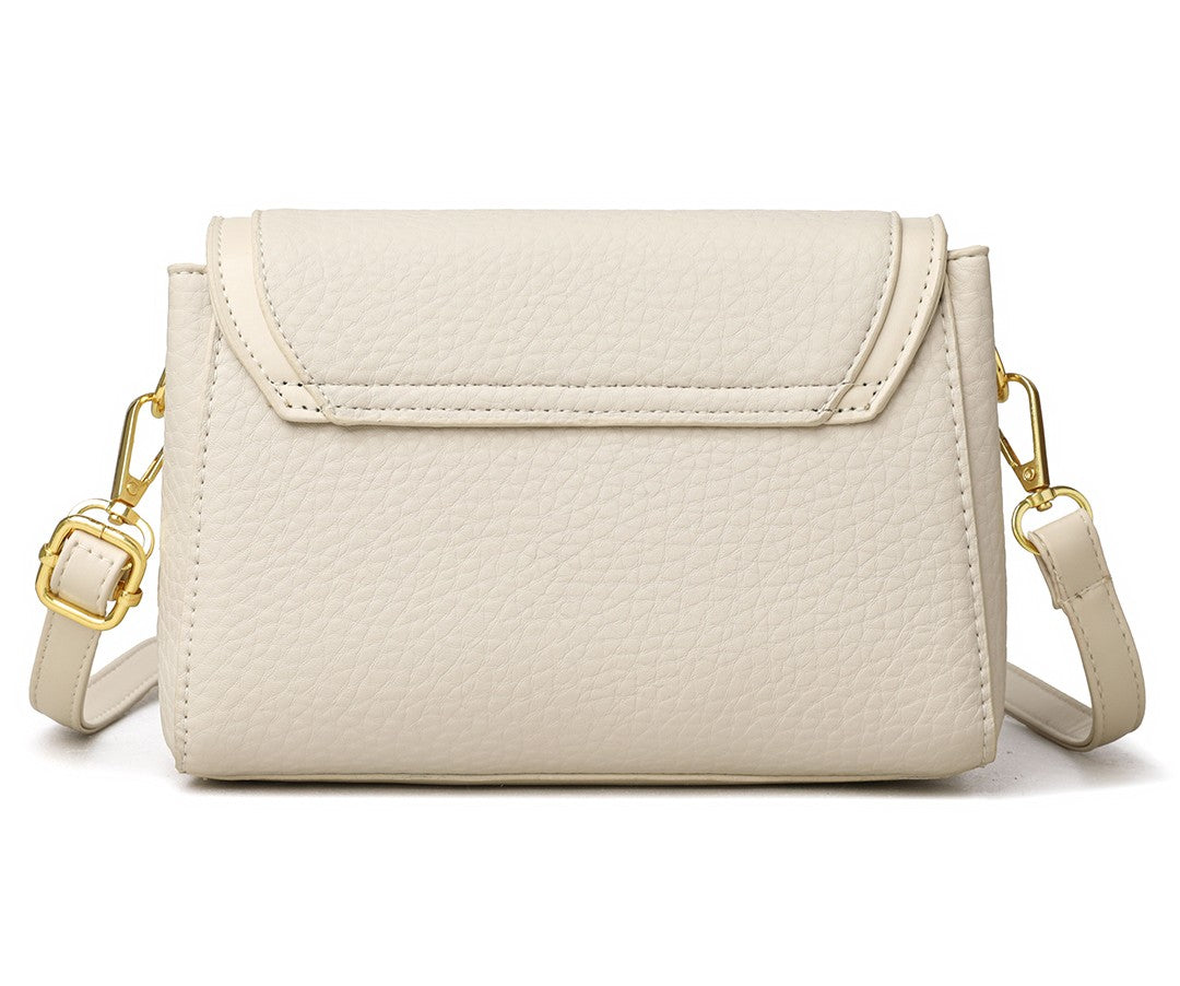 Classic Lock Leather Shoulder Bag – Ivory Edition