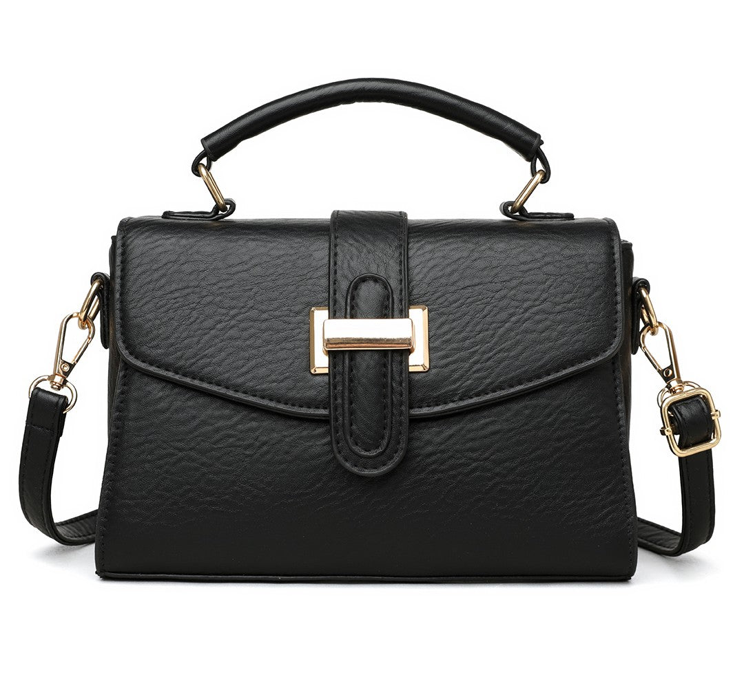 Classic Top Handle Leather Satchel – Black Edition