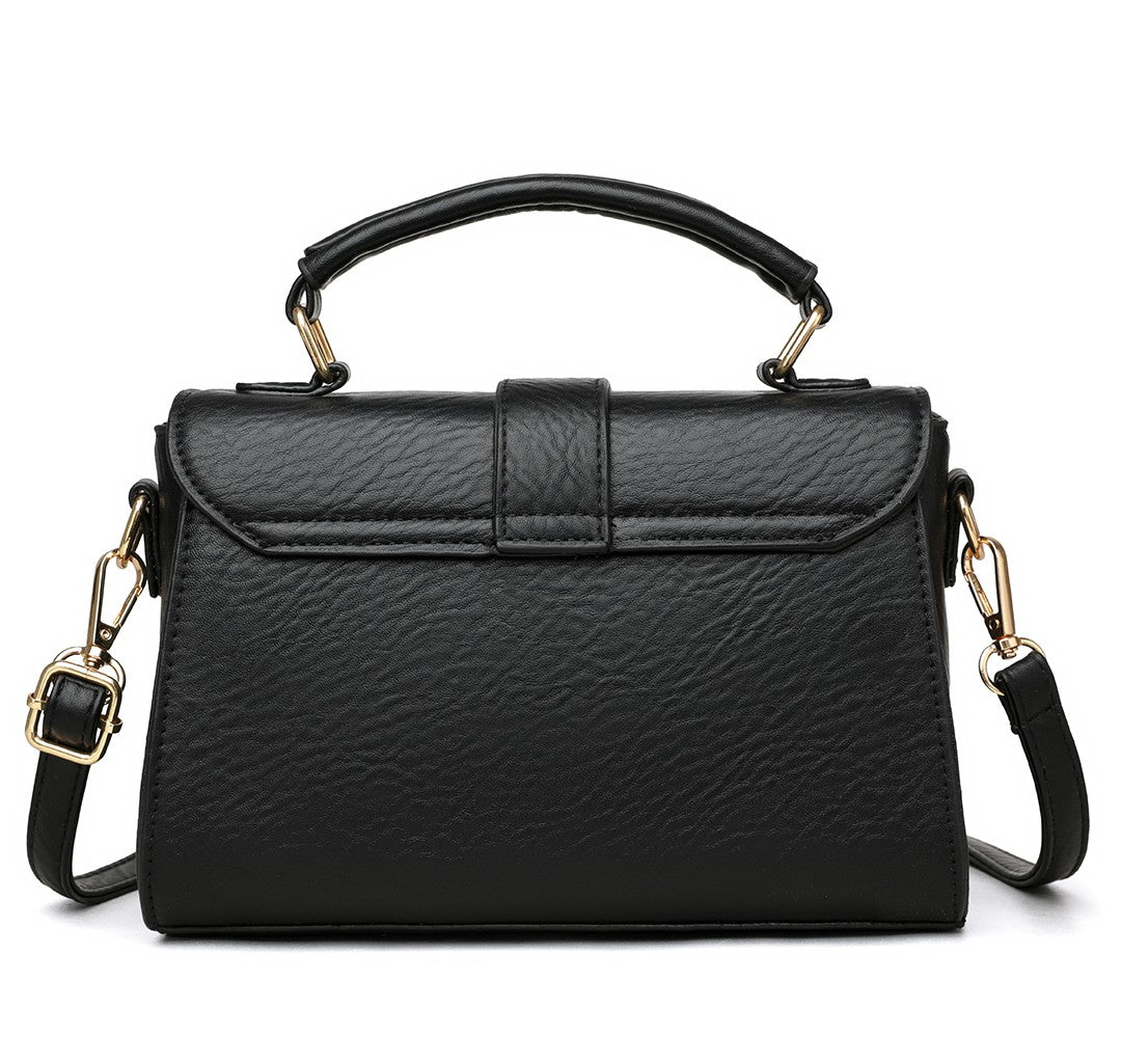 Classic Top Handle Leather Satchel – Black Edition