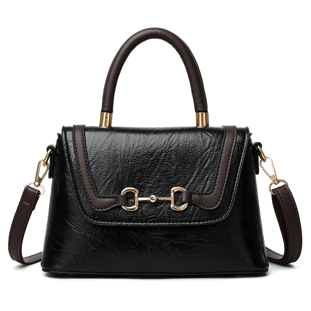 The Equestrian Noir Satchel in Onyx & Umber