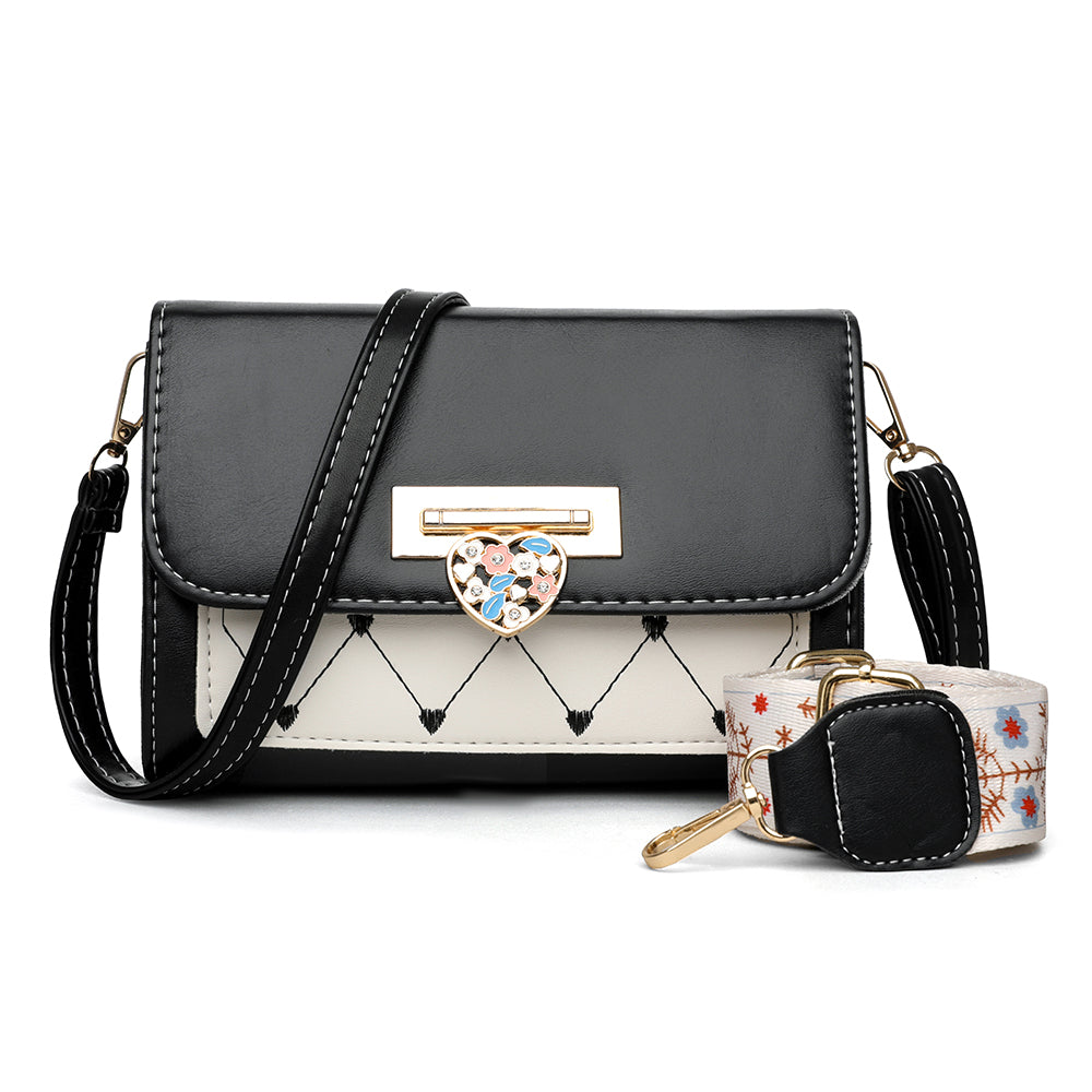 The Heart-Quilt Crossbody in Onyx & Alabaster