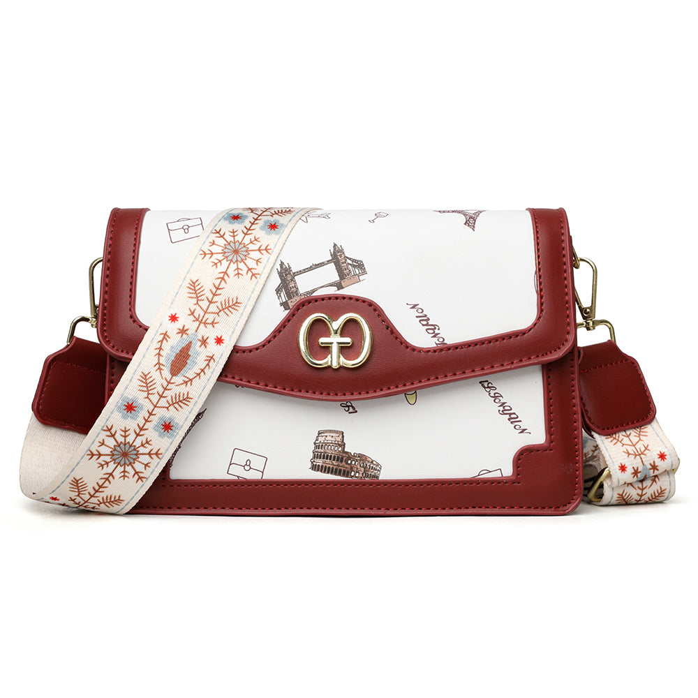 The Parisian Traveler Crossbody in Rouge & Ivory