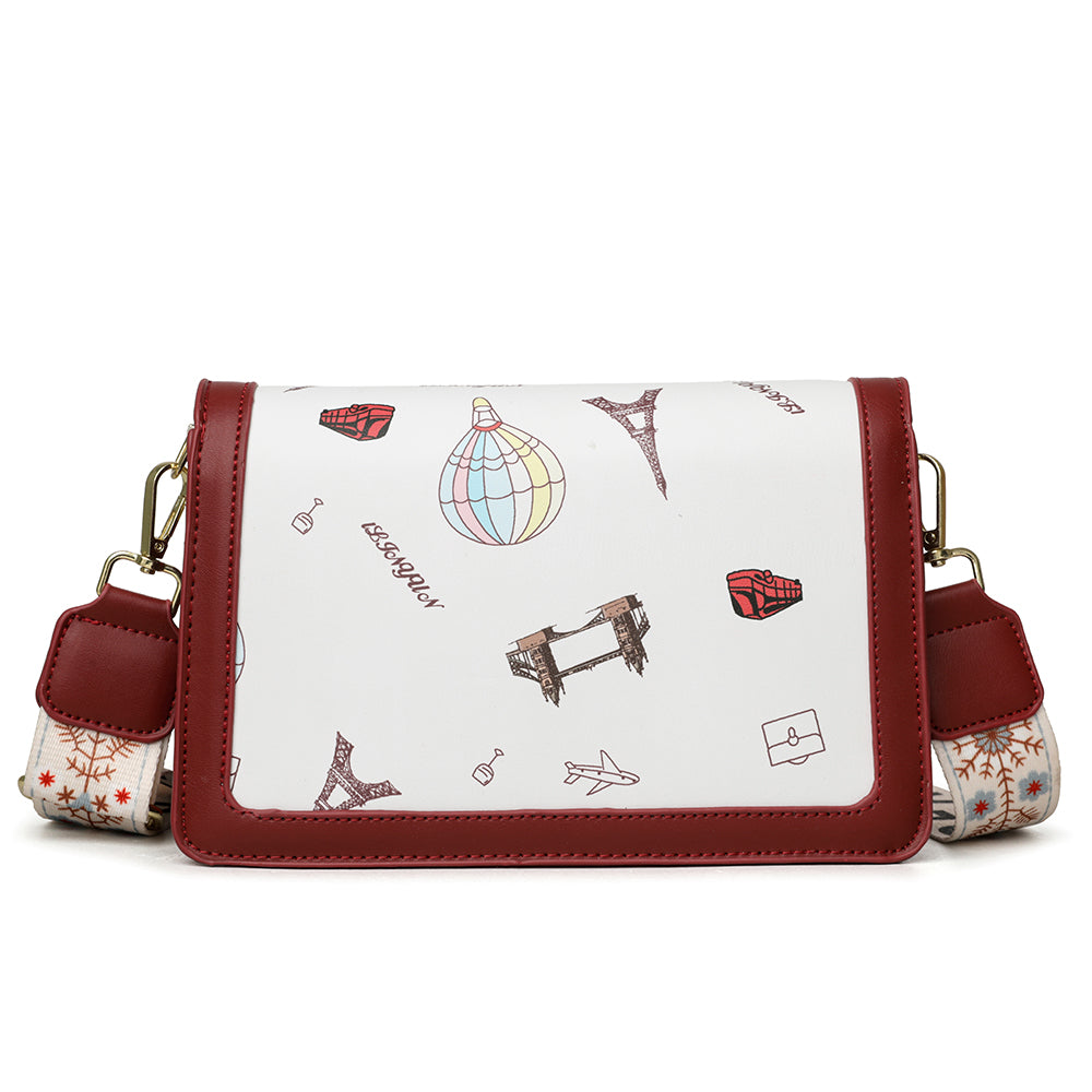The Parisian Traveler Crossbody in Rouge & Ivory