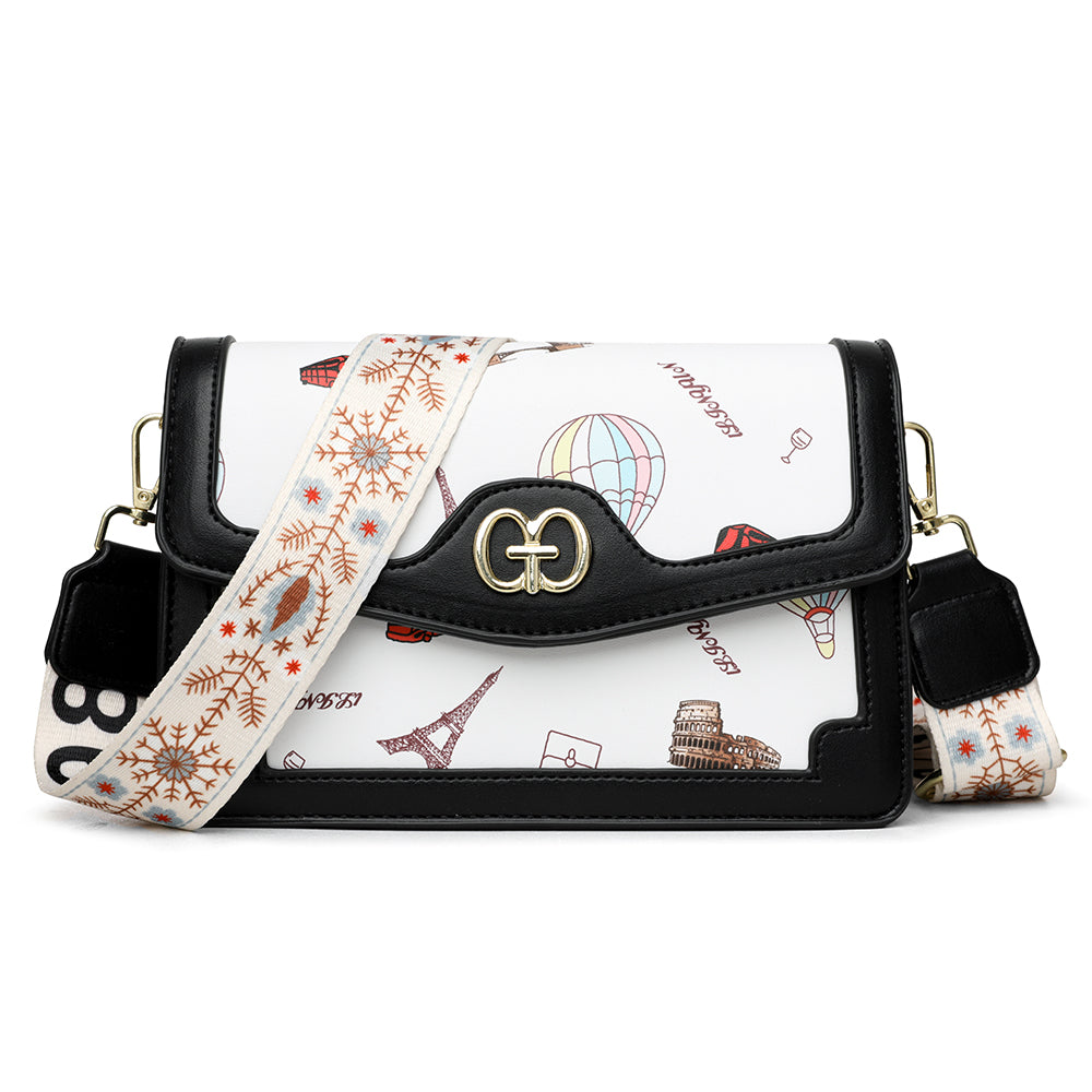 The Parisian Traveler Crossbody in Blanc & Onyx