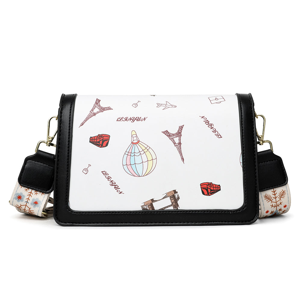 The Parisian Traveler Crossbody in Blanc & Onyx