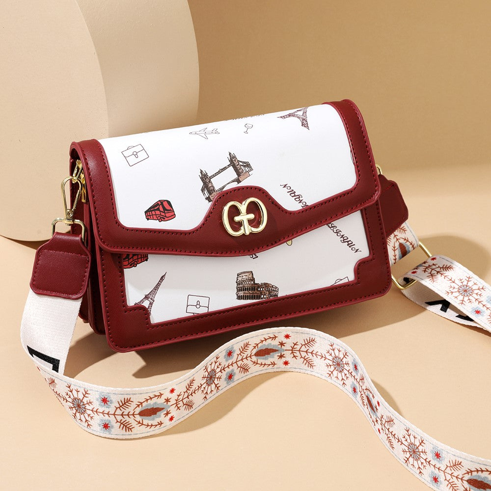 The Parisian Traveler Crossbody in Rouge & Ivory