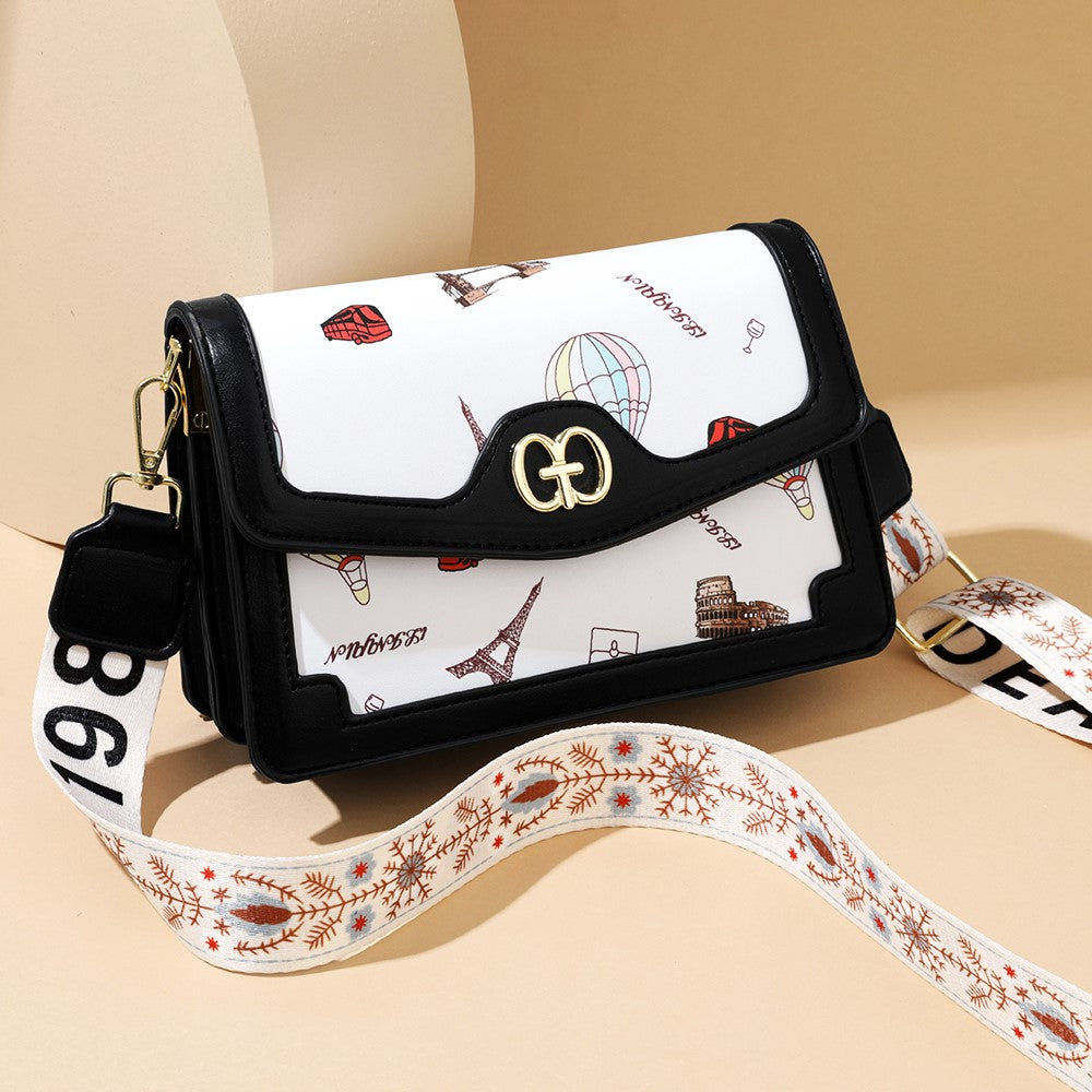 The Parisian Traveler Crossbody in Blanc & Onyx