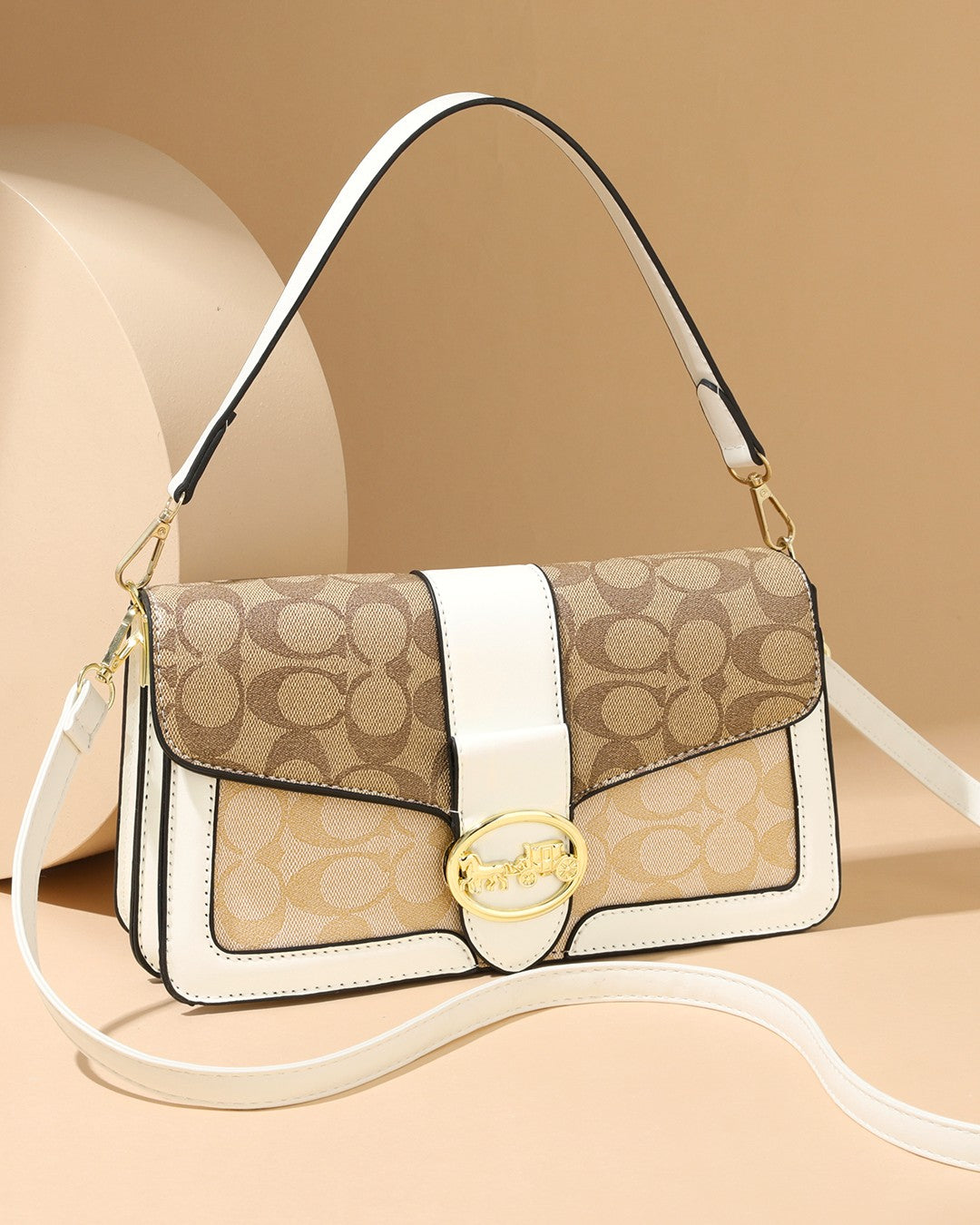 Heritage Carriage Signature Shoulder Bag – Ivory Edition