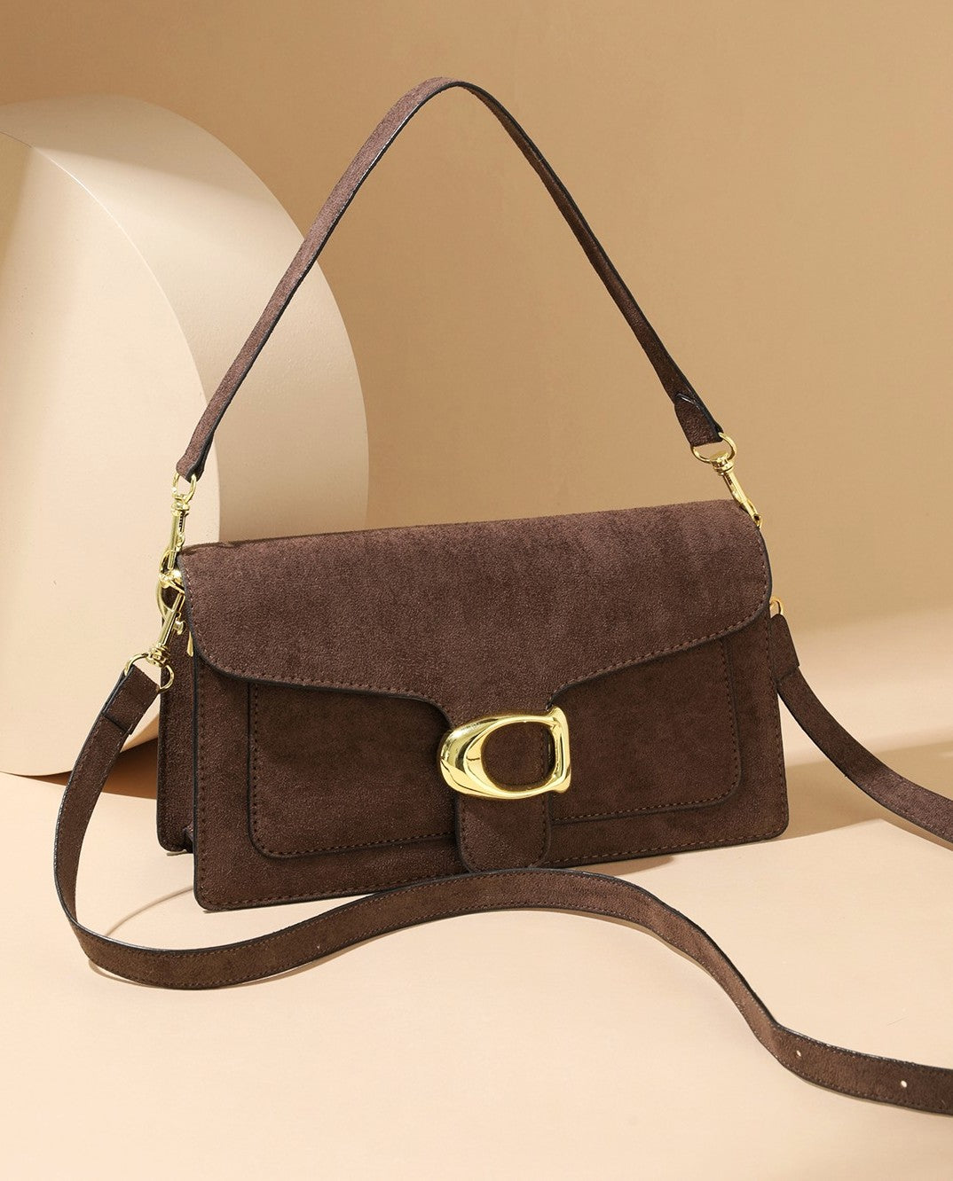 The “Vintage Cocoa” Suede Shoulder Bag