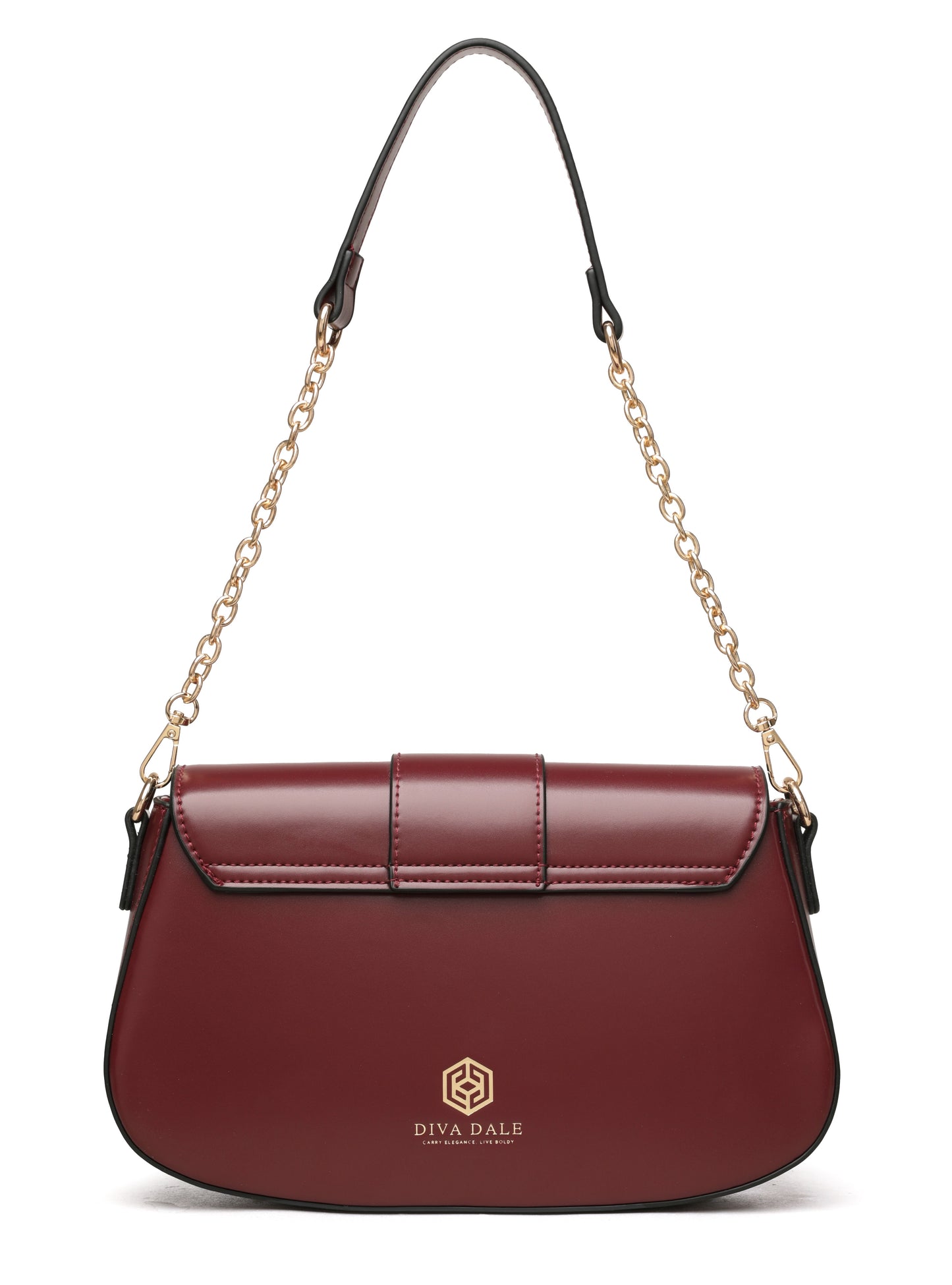 Classic Contrast Flap Shoulder Bag – Burgundy Edition