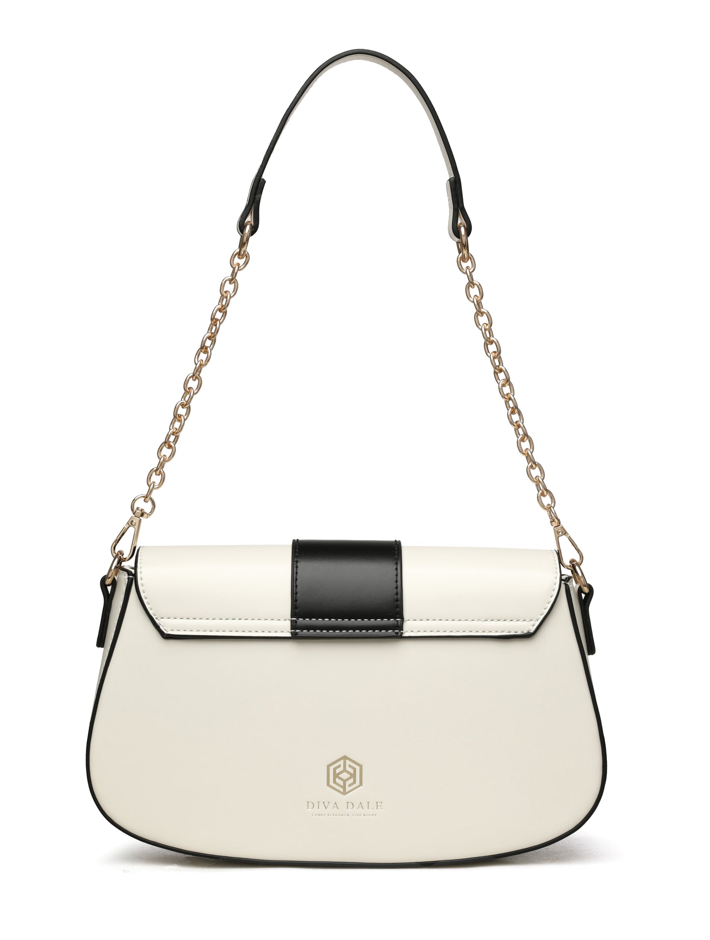 Classic Contrast Flap Shoulder Bag – Ivory & Black Edition