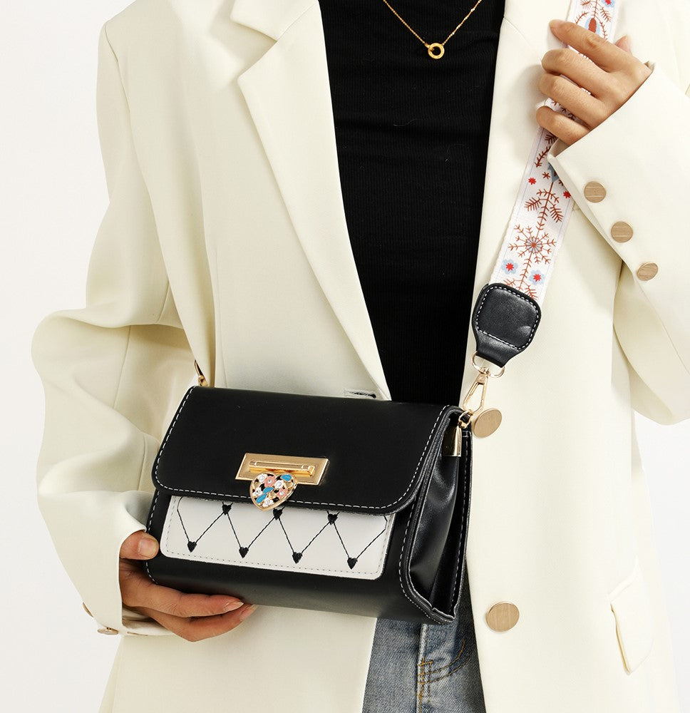 The Heart-Quilt Crossbody in Onyx & Alabaster