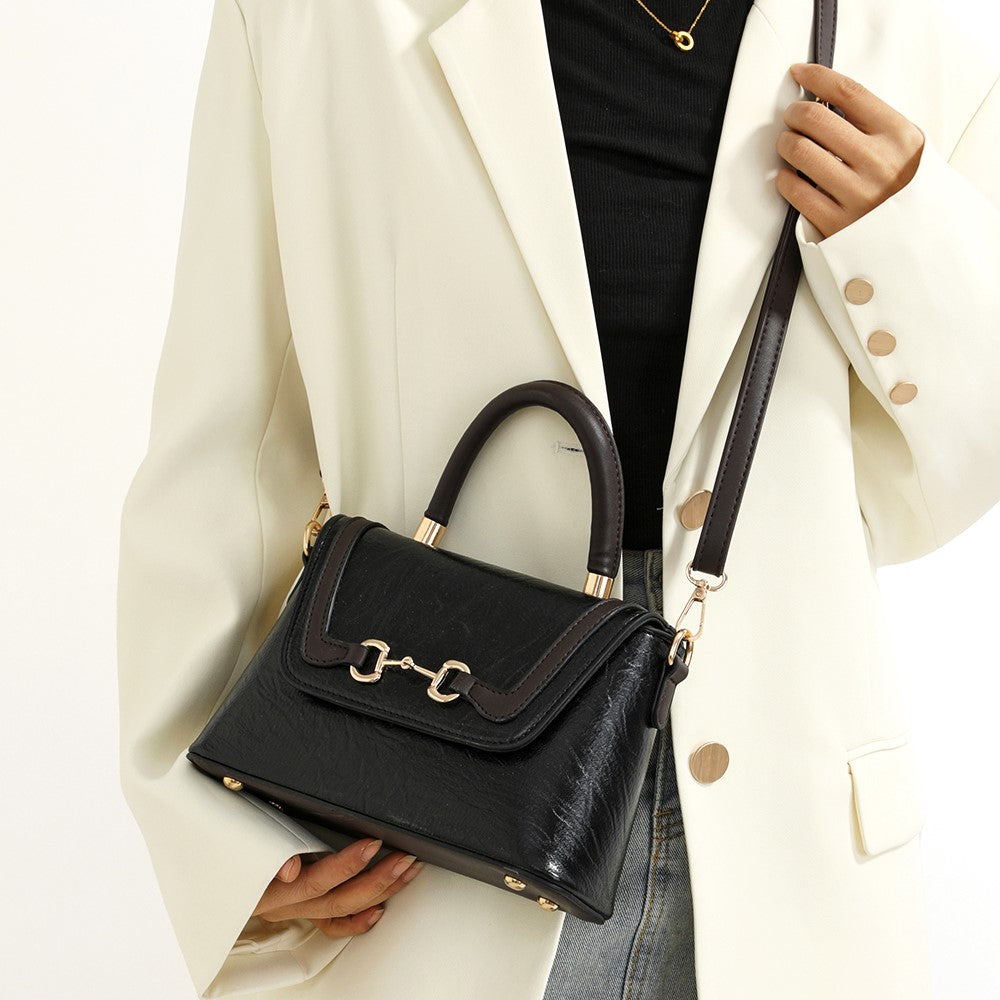 The Equestrian Noir Satchel in Onyx & Umber