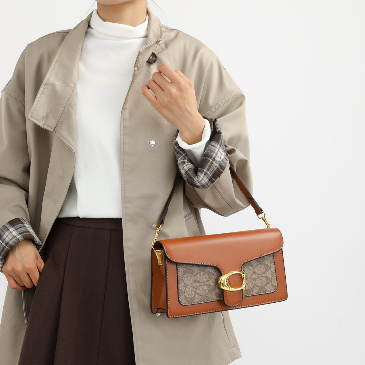 The "Monogram Buckle" Shoulder Bag (Cognac)