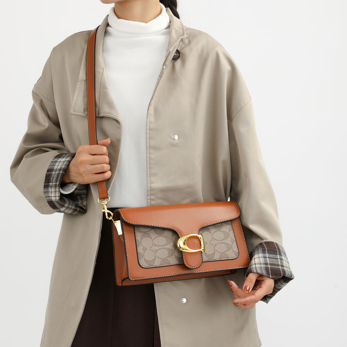 The "Monogram Buckle" Shoulder Bag (Cognac)
