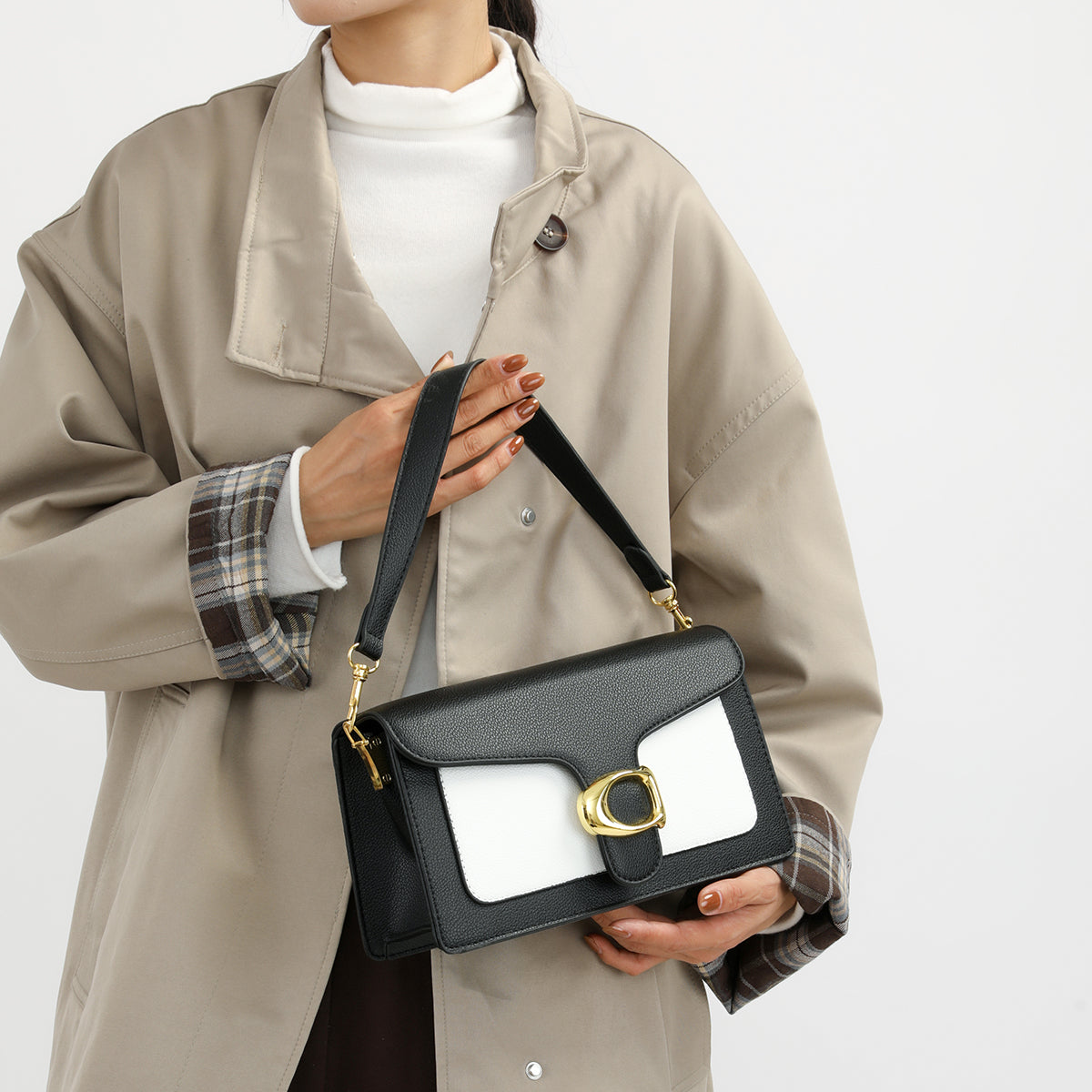 The "Iconic Duo" Buckle Shoulder Bag (Black)