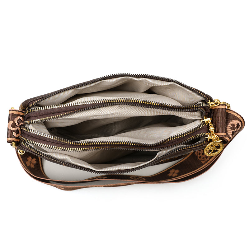 The "Iconic Triple-Zip" Crossbody (Deep Brown)