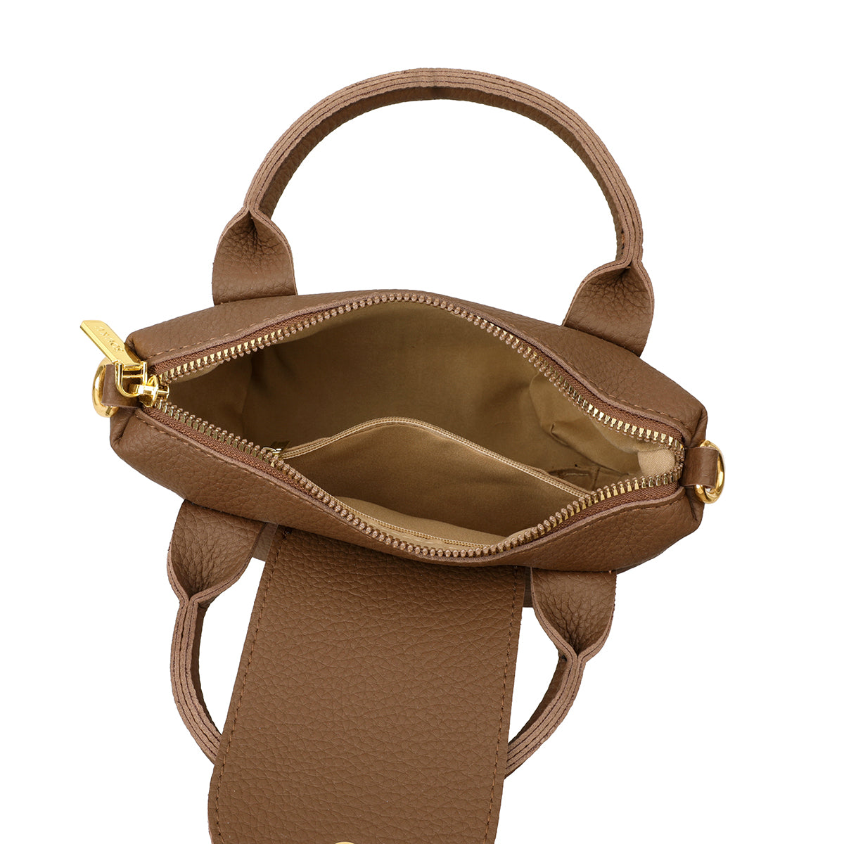 The "Mini Bucket Pouch" Top-Handle Crossbody (Brown)
