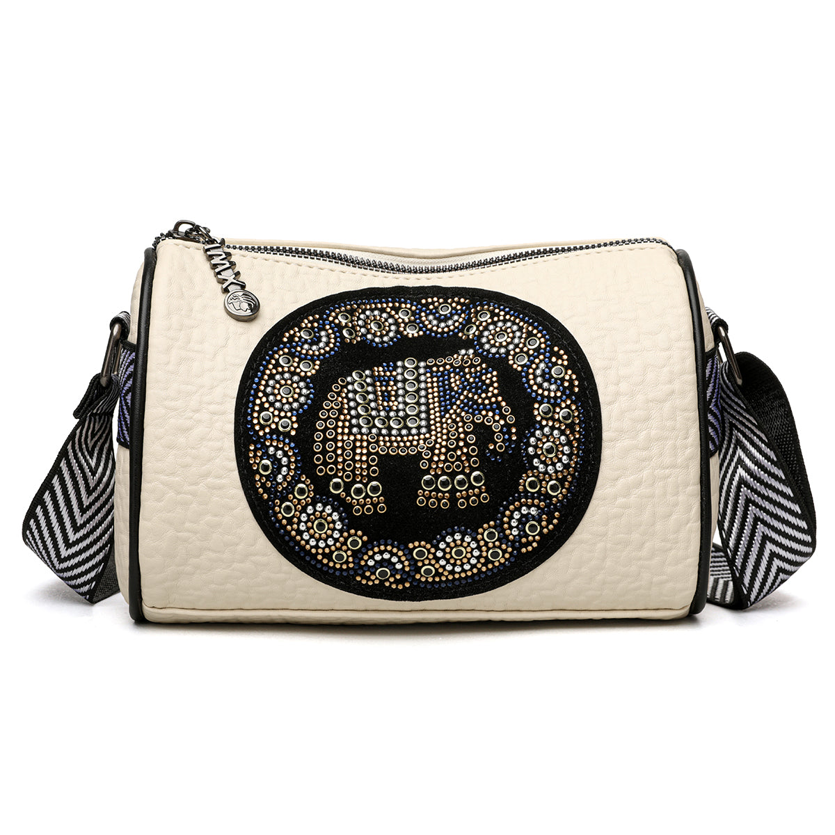 The "Artisan Elephant" Barrel Crossbody (Ivory)