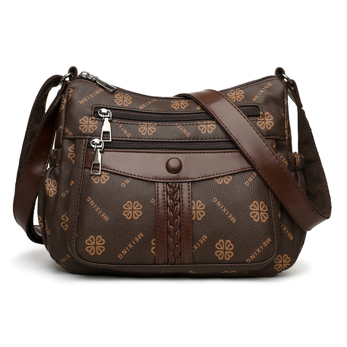 The "Practical Clover" Organizer Crossbody (Deep Brown)