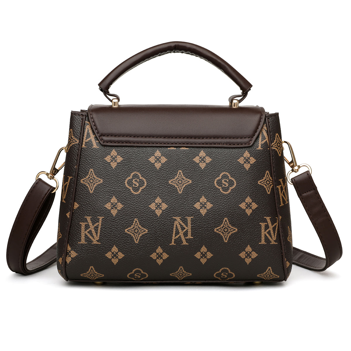 Elegant Monogram Top Handle Satchel – Brown Edition