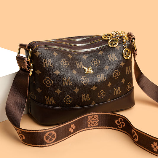 The "Iconic Triple-Zip" Crossbody (Deep Brown)