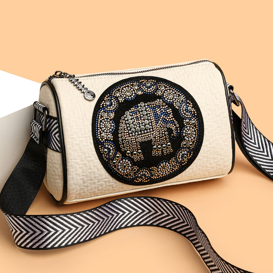 The "Artisan Elephant" Barrel Crossbody (Ivory)