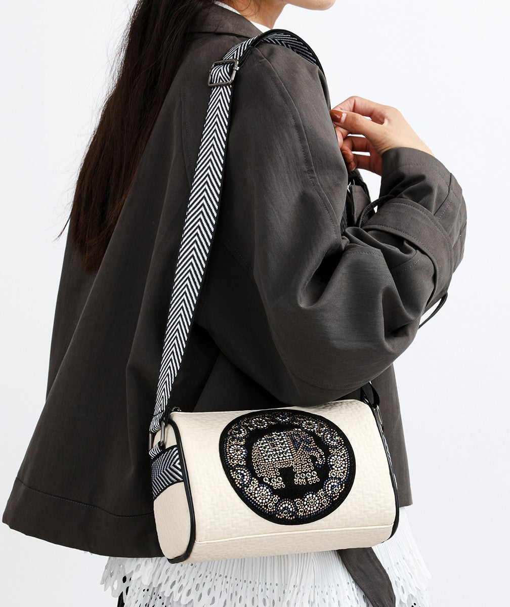 The "Artisan Elephant" Barrel Crossbody (Ivory)