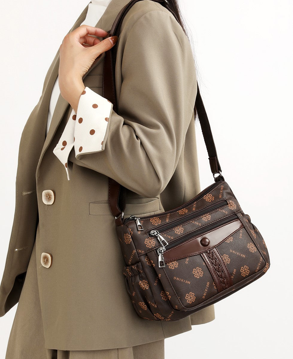 The "Practical Clover" Organizer Crossbody (Deep Brown)