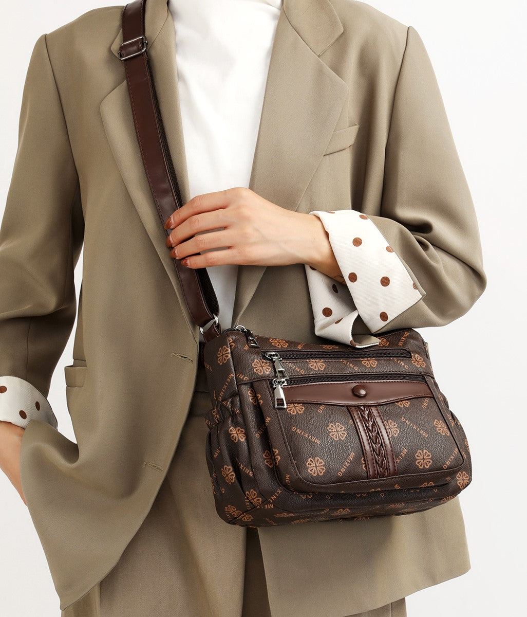 The "Practical Clover" Organizer Crossbody (Deep Brown)