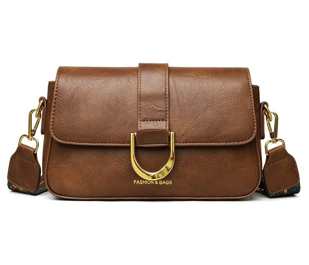 Vintage Horseshoe Buckle Crossbody Bag – Brown Edition