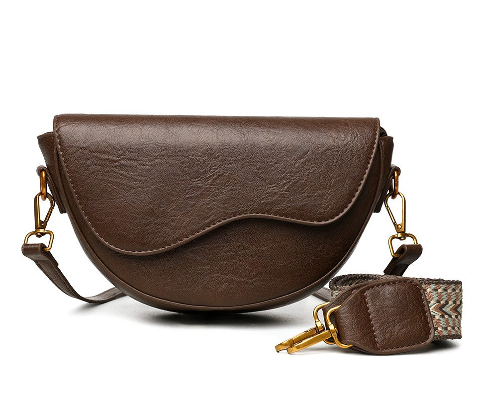 Classic Crescent Crossbody Bag – Vintage Brown Edition