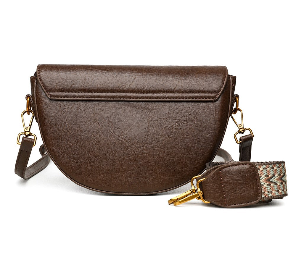 Classic Crescent Crossbody Bag – Vintage Brown Edition