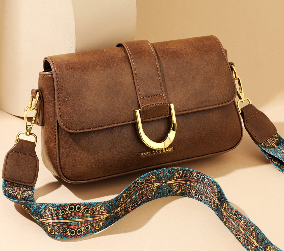 Vintage Horseshoe Buckle Crossbody Bag – Brown Edition