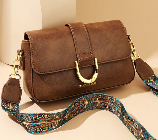 Vintage Horseshoe Buckle Crossbody Bag – Brown Edition