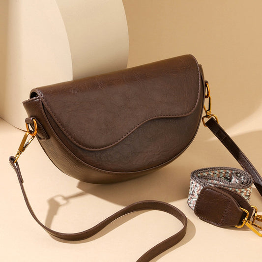 Classic Crescent Crossbody Bag – Vintage Brown Edition