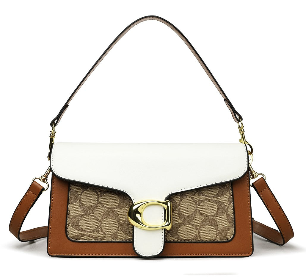Classic Monogram Flap Shoulder Bag – White & Tan Edition