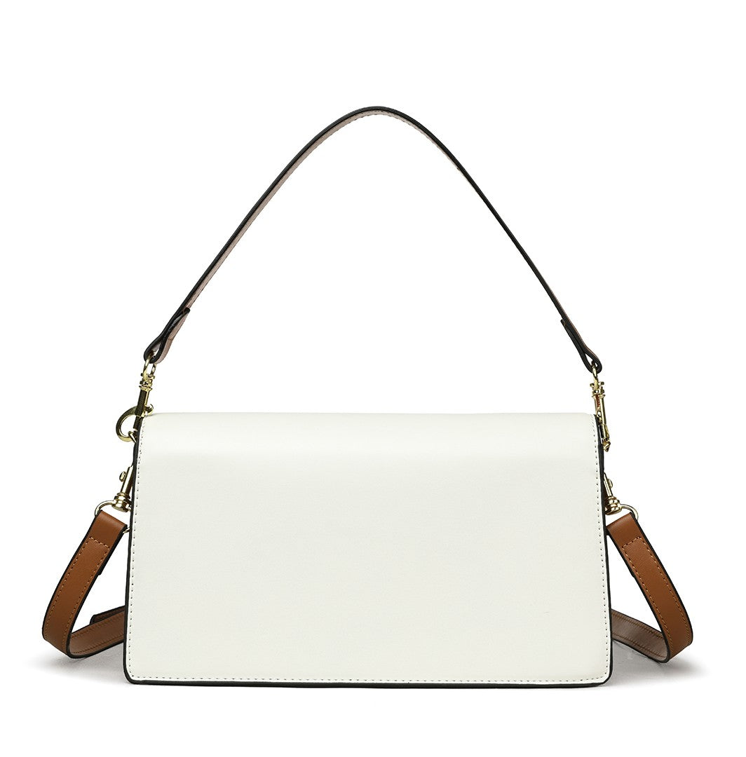 Classic Monogram Flap Shoulder Bag – White & Tan Edition