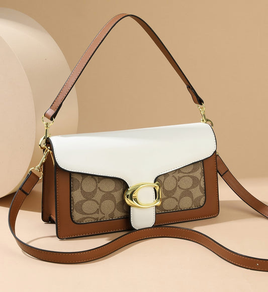 Classic Monogram Flap Shoulder Bag – White & Tan Edition