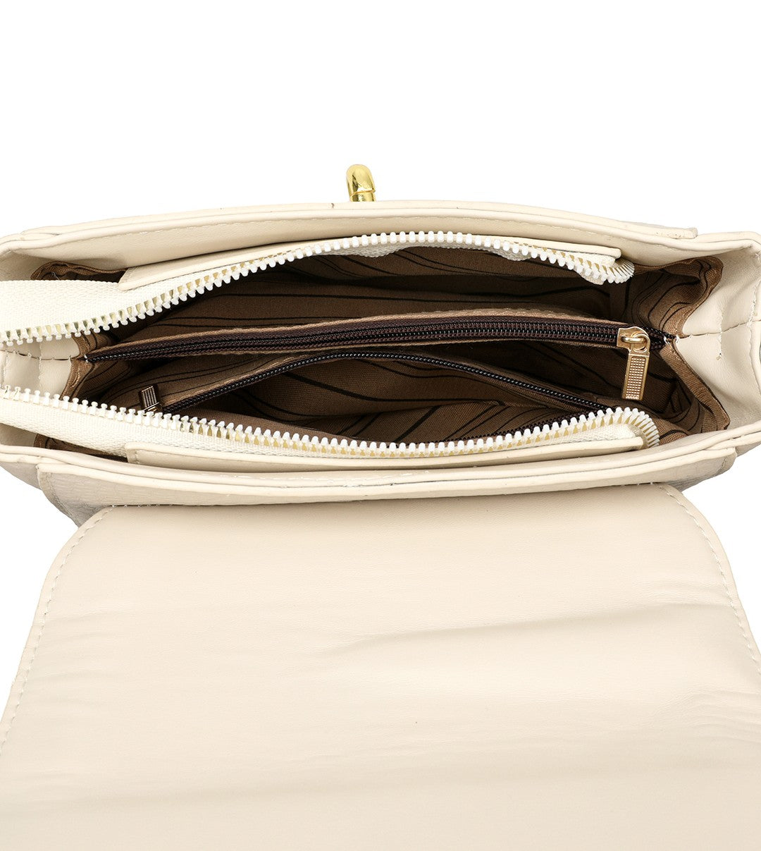 Classic Lock Leather Shoulder Bag – Ivory Edition