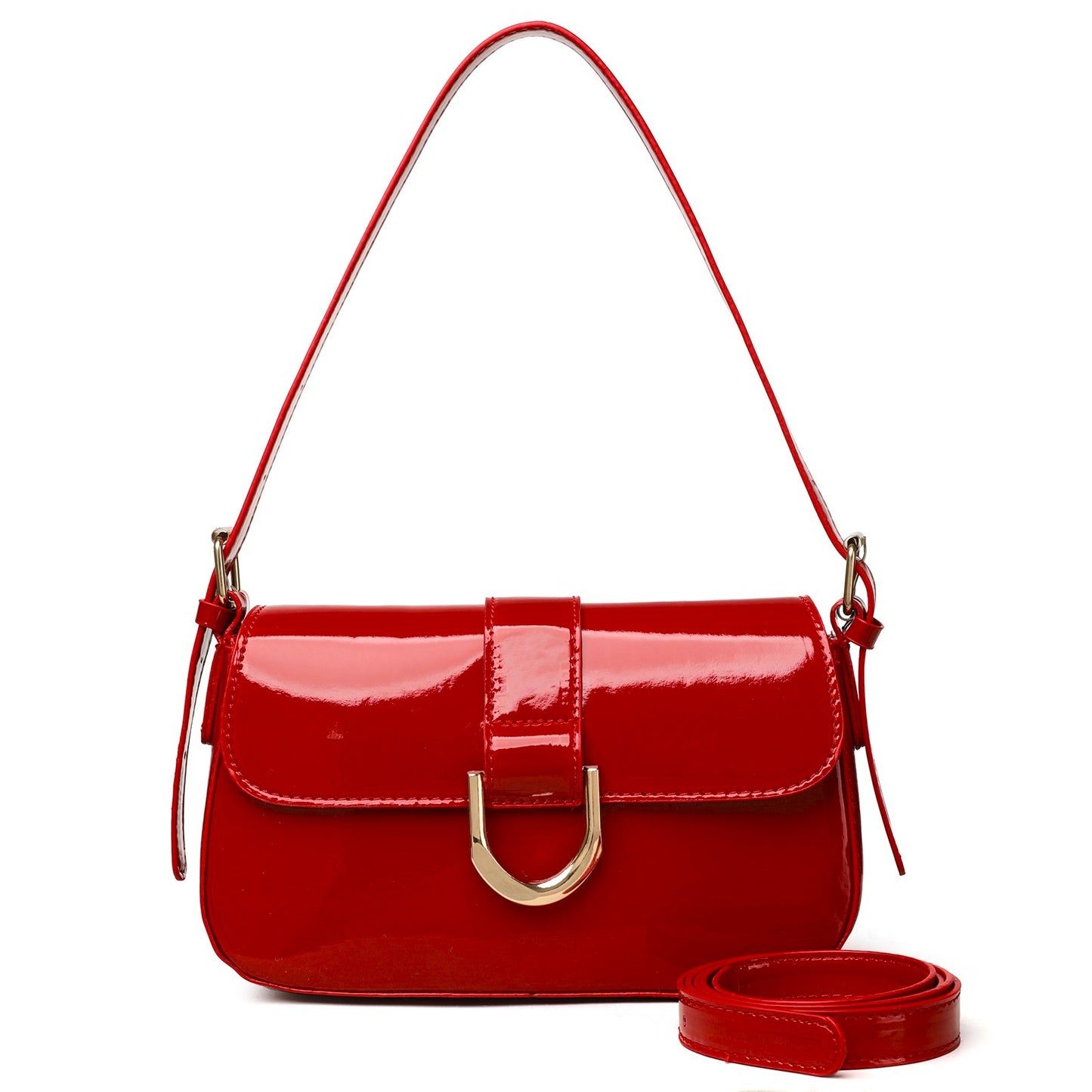 The “Scarlet Muse” Patent Shoulder Bag (Glossy Cherry Red Edition)